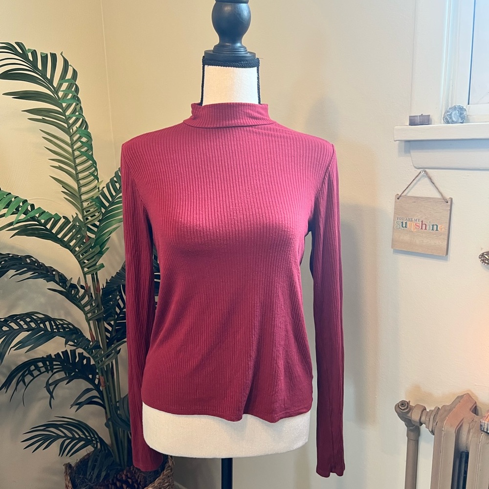 American Eagle Soft & Sexy Rust Ribbed Turtleneck (S)
